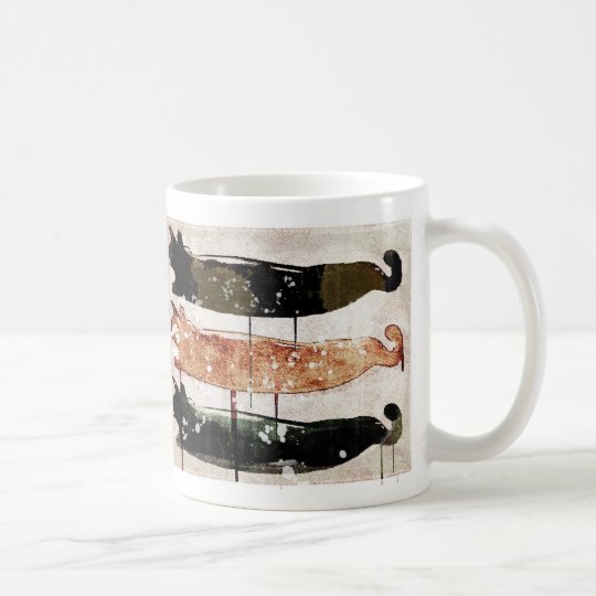 Three reclining cats - pewter coffee mug