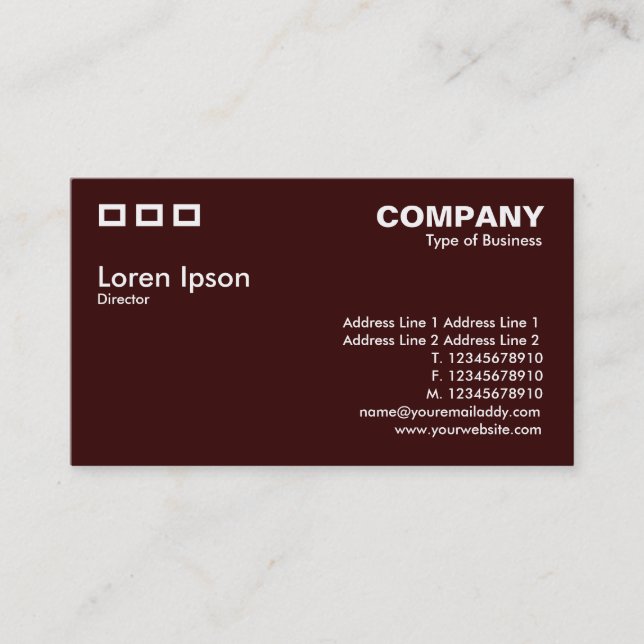 Three Rectangles - Dark Brown Business Card (Front)