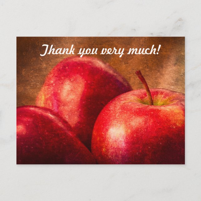 Three Red Apples Postcard (Front)