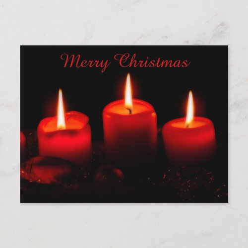 Three Red Christmas Candles Advent Gaudete Sunday Holiday Postcard