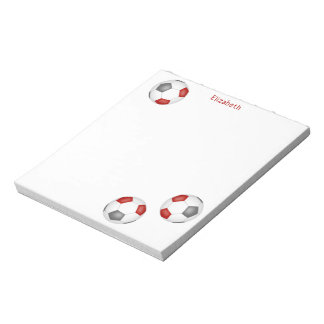 three red gray soccer balls personalized notepad