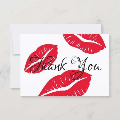 Three Red Kisses Thank You Card