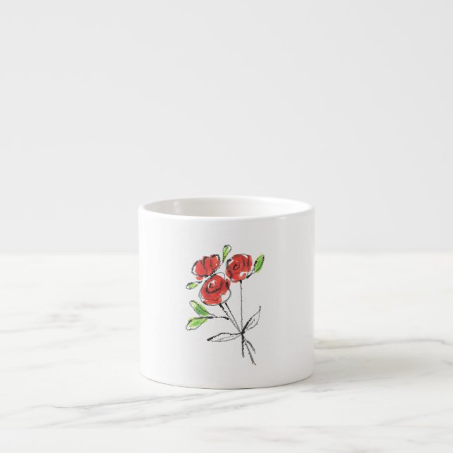 Three Red Roses Bouquet | Espresso Cup (Front)