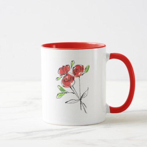 Three Red Roses Bouquet Mug 