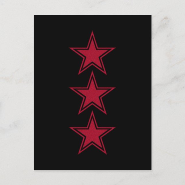 Three Red Stars Postcard (Front)