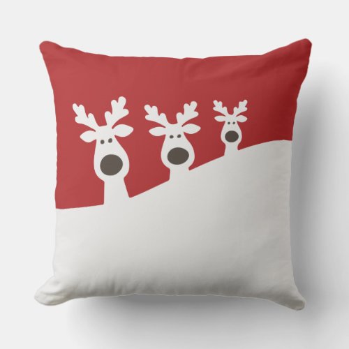 Three Reindeer Christmas Throw Pillow