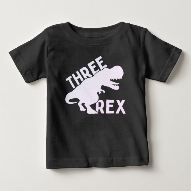 Three Rex 3 rd Birthday Shirt,Three Year Olds  Baby T-Shirt (Front)