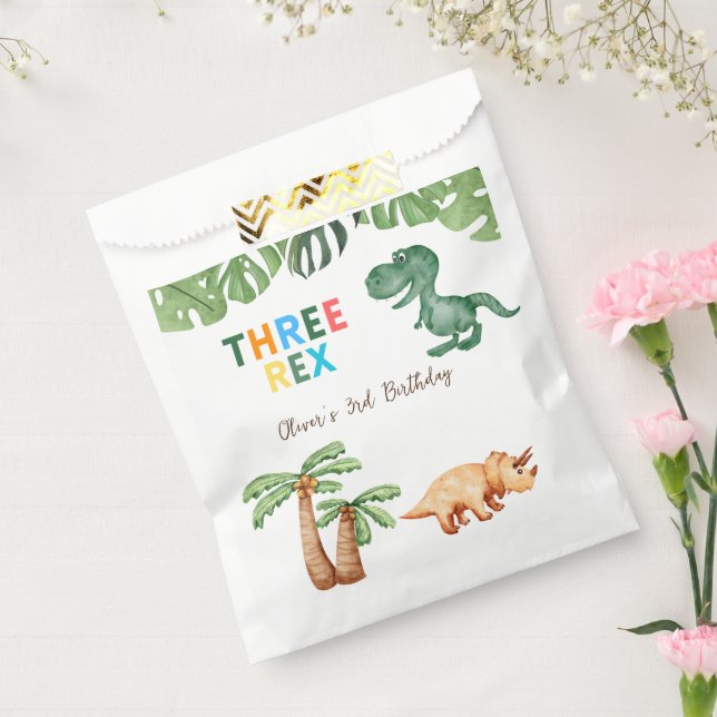 three-rex  3rd birthday party favor bag (Sealed)