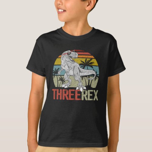Three Rex 3rd Birthday Shirt Third Dinosaur 3 Year