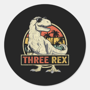 Three Rex 3rd Birthday Shirt Third Dinosaur 3 Year Classic Round Sticker