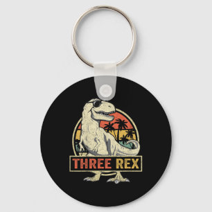 Three Rex 3rd Birthday Shirt Third Dinosaur 3 Year Keychain