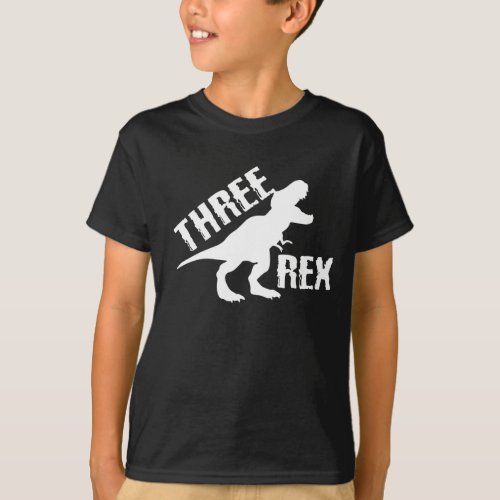 Three Rex _ 3rd Third Birthday Dinosaur T_Shirt