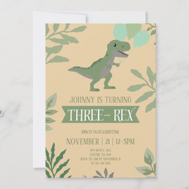 Three-Rex Birthday Invitation (Front)