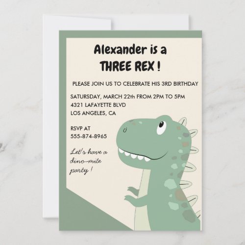 Three rex birthday invitation 3 rex  Cute boy