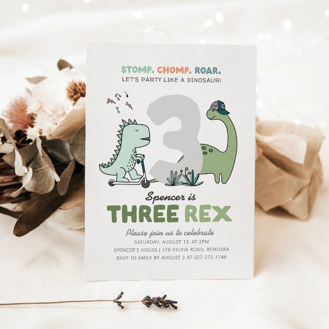 Three Rex Birthday Party Invitation (Creator Uploaded)