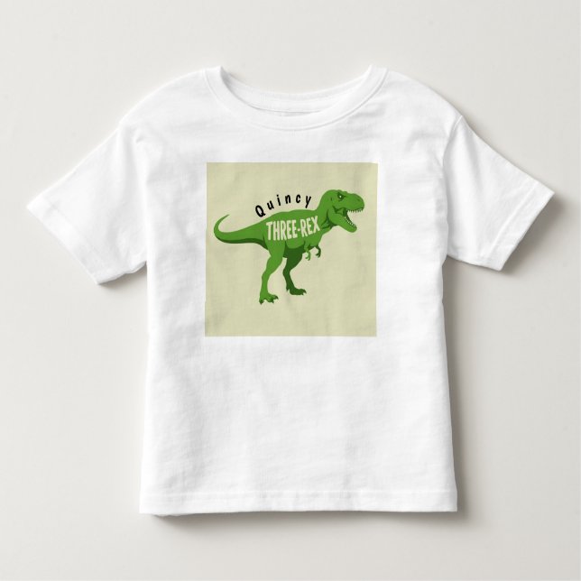 Three-rex birthday T-shirt with any name (Front)