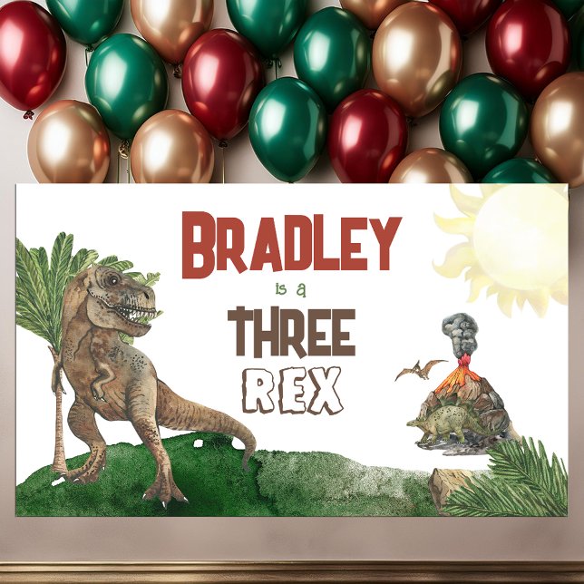Three Rex Birthday Watercolor Banner (Creator Uploaded)