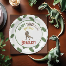 Three Rex Birthday Watercolor Dino