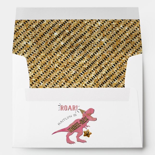 Three-Rex Dinosaur 3rd Birthday Envelope (Back (Bottom))