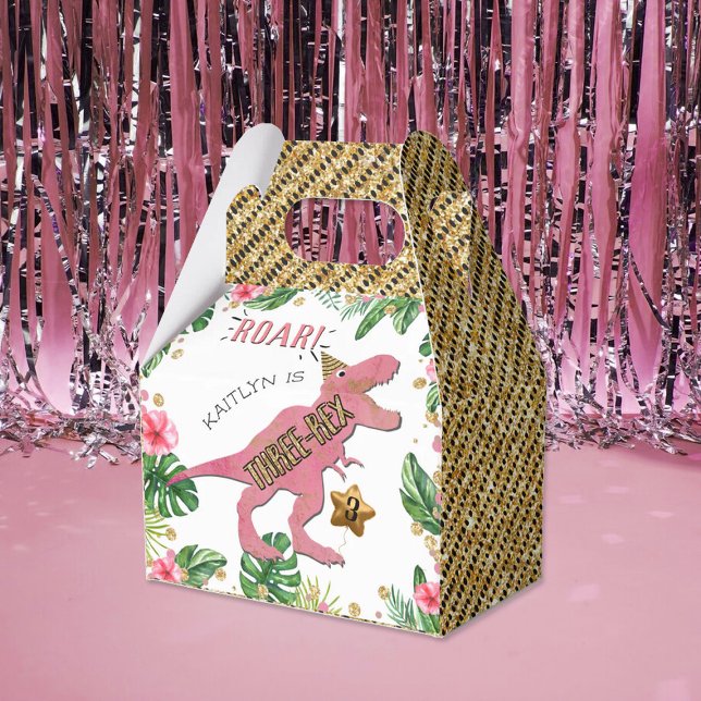 Three-Rex Dinosaur 3rd Birthday Favor Boxes (Creator Uploaded)