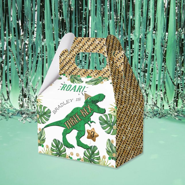 Three-Rex Dinosaur 3rd Birthday Favor Boxes (Creator Uploaded)