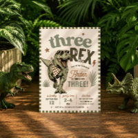 Three Rex Dinosaur 3rd Birthday Invitation