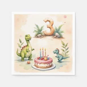 Three-Rex Dinosaur 3rd Birthday Paper Napkins