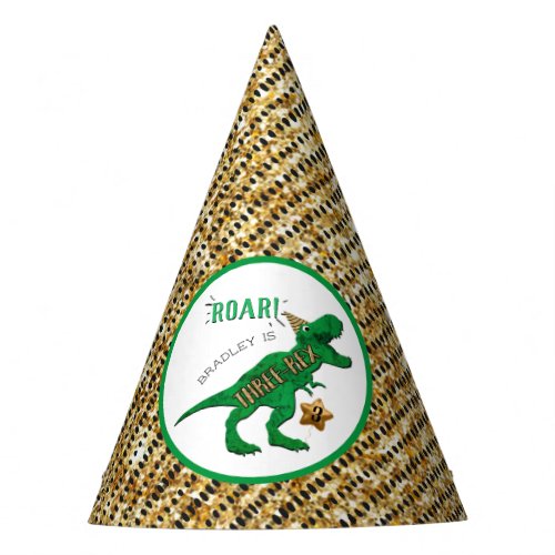Three_Rex Dinosaur 3rd Birthday Party Hat