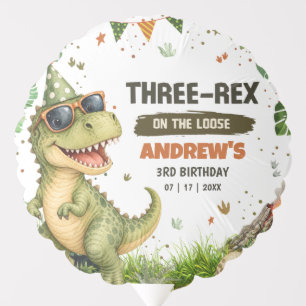 Three Rex Dinosaur 3rd Birthday Party T Rex Dino Balloon