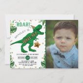 Three-Rex Dinosaur 3rd Birthday Photo Invitation (Front)