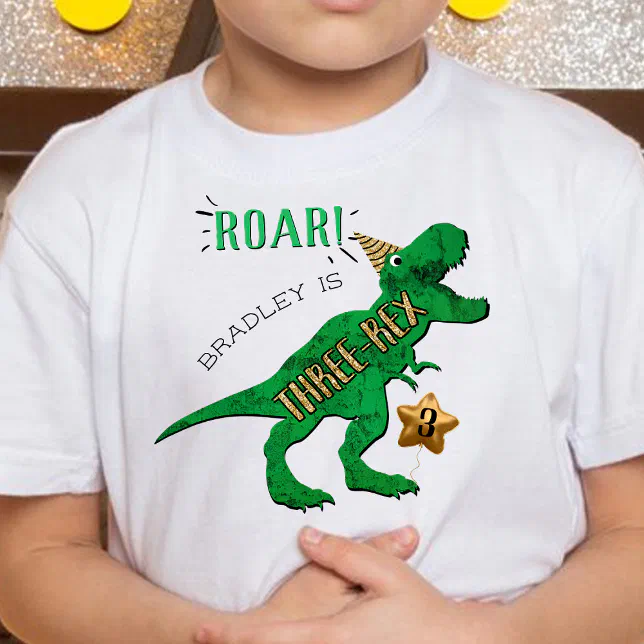 Three-Rex Dinosaur 3rd Birthday Toddler T-shirt Zazzle