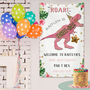 Three-Rex Dinosaur 3rd Birthday Welcome Banner