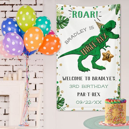Three_Rex Dinosaur 3rd Birthday Welcome Banner