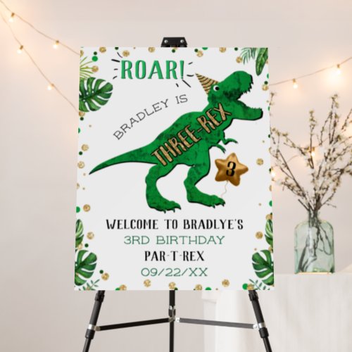 Three_Rex Dinosaur 3rd Birthday Welcome Foam Board