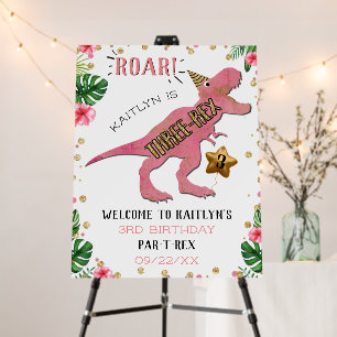 Three-Rex Dinosaur 3rd Birthday Welcome Foam Board