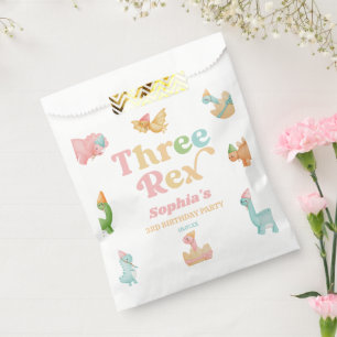 Three Rex Dinosaur 3rd Third Birthday Party Favor Bag