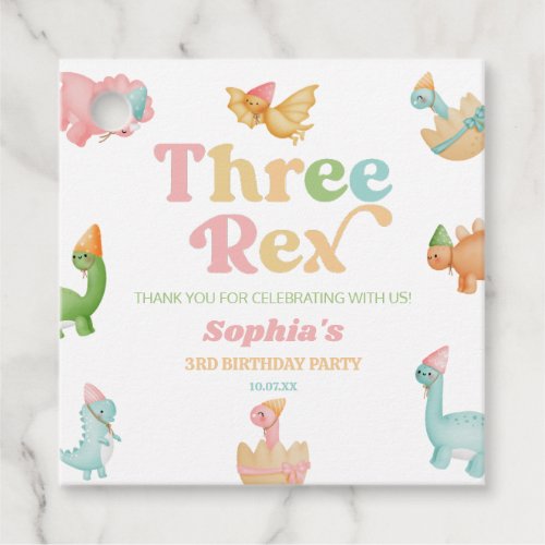 Three Rex Dinosaur 3rd Third Birthday Party Favor Tags