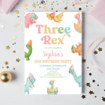 Three Rex Dinosaur 3rd Third Birthday Party Invitation<br><div class="desc">This is a Three Rex Dinosaur 3rd Third Birthday Party Invitation!</div>