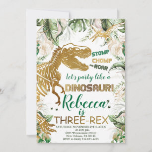 Three-rex Dinosaur Birthday, Dino T-Rex Invitation