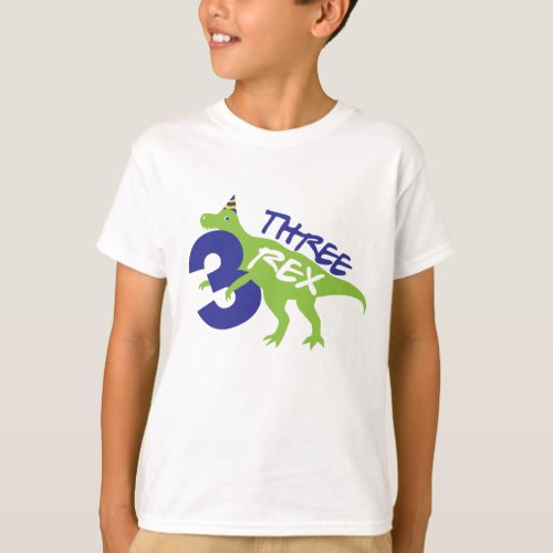 Three Rex Dinosaur Birthday T_Shirt