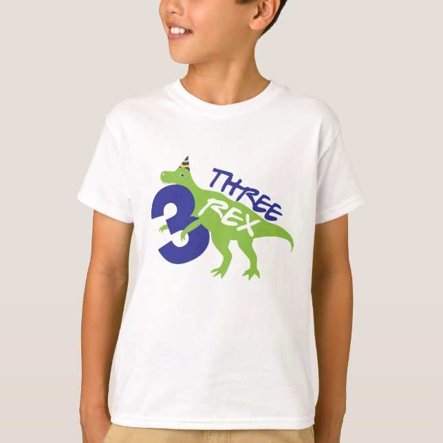 Three Rex Dinosaur Birthday T-Shirt (Front)
