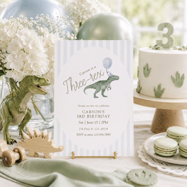 Three Rex Dinosaur Third Birthday Invitation (Creator Uploaded)