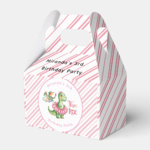 Three Rex Girl Birthday Party Favor Boxes