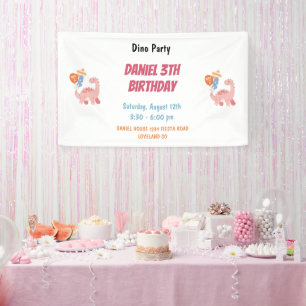 Three Rex Kids Dinosaur 3rd Birthday Party Banner