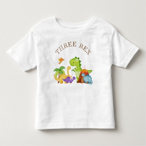 Three Rex Kids Dinosaur 3rd Birthday Party Toddler T_shirt