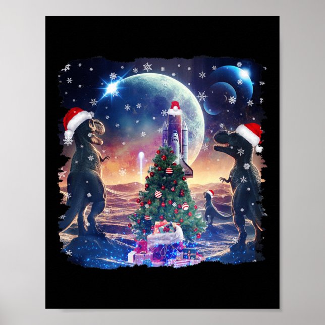 Three Rex Moon 3 Dinos Howling Weird Cursed Christ Poster (Front)