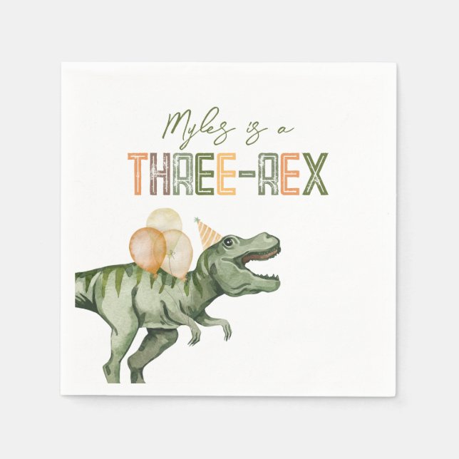 Three-Rex Party Paper Napkins (Front)
