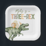 Three-Rex Party Paper Plates<br><div class="desc">Dinosaur Party Plates

Ready to be personalized by you!</div>