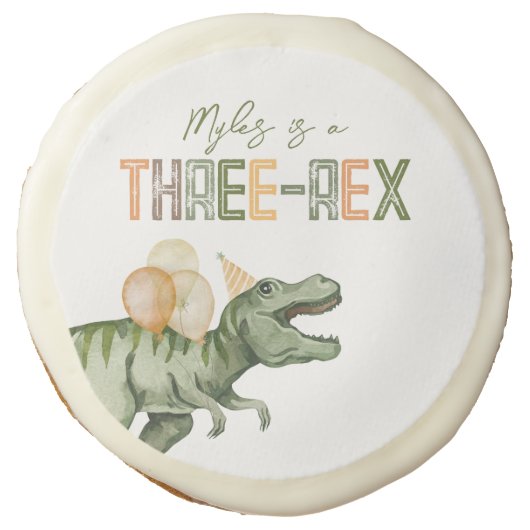 Three-Rex Party Sugar Cookie Favor (Front)