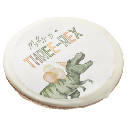 Three-Rex Party Sugar Cookie Favor (Angled)